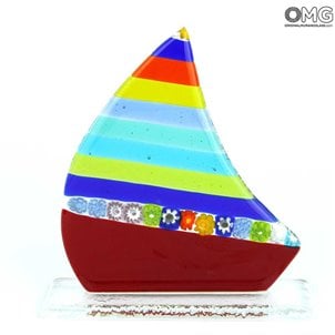 帆船-マルチカラー-オリジナルムラーノガラス