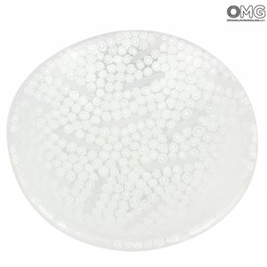Round Plate Pompei - Empty pockets - Millefiori White - Murano Glass 