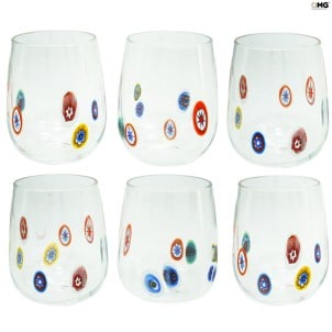 유리 잔 6 개 세트-Light Millefiori-Original Murano Glass OMG