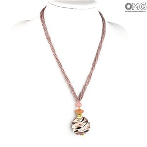 Necklace Big Beed - Pink - Original Murano Glass OMG