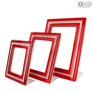 Рамка для фото - Миллефиори красно-белая - Original Murano Glass OMG