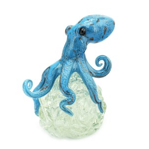 Oktopus-Skulptur, hellblau, Aventurin, Original, Muranoglas