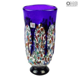 Gardenia - Blu Vase in Murano Glass and Millefiori