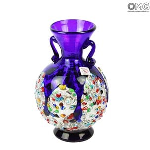 Glicina - Vaso Azul em Murano Glass Millefiori