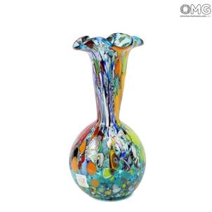 リリー花瓶ハイ-ライトブルー-オリジナルムラーノグラスOMG