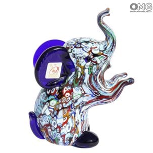 Elephant Millefiori Blue - Vidro Murano Original OMG Elephant Millefiori Blue - Vidro Murano Original OMG