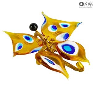 Papillon jaune - Animaux - Verre de Murano original OMG