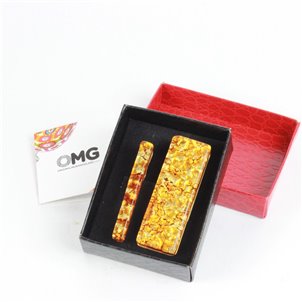 Grampo para dinheiro e grampo para gravata - Ouro 24 quilates - Vidro Murano original OMG