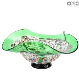 Drop Bowl Murrine-녹색 은색 유리