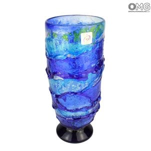 Florero Sbruffi Deep Ocean Blue - Florero de cristal de Murano