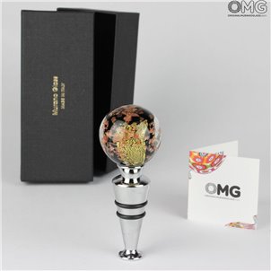 Bottle stopper - Murano Glass - Silver and Gold 24kt + Box