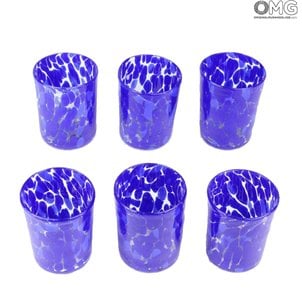 Set of 6 Drinking glasses Blue Limoncello - Original Murano Glass 
