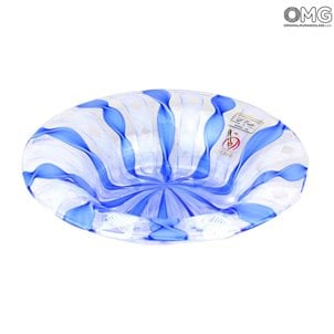 小板花絲藍色-穆拉諾玻璃碟