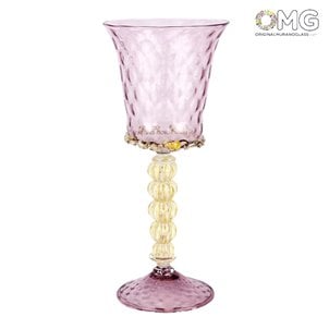 جذع كأس البندقية - الجمشت - زجاج مورانو الأصلي OMG