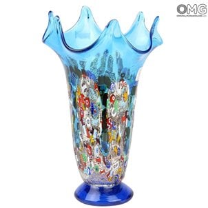 Gerânio Azul Claro - Vaso de Flores - Vidro Murano Millefiori