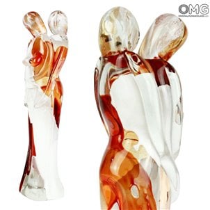 Escultura de los Amantes - OneLove - decoración naranja -.Original Cristal de Murano OMG
