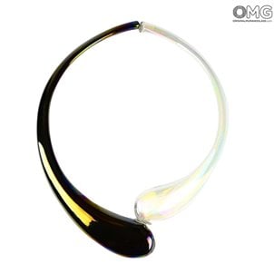 丹妮絲項鍊-呈虹彩黑色和白色-原裝Murano Glass OMG