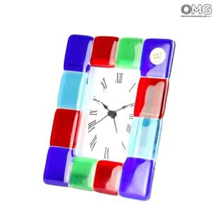 Relógio de mesa e despertador âmbar com relógio Mix Millefiori Original Murano Glass