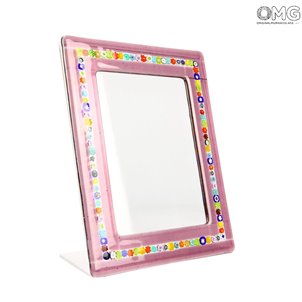 Рамка для фото - розовая и миллефиори - Original Murano Glass OMG original_murano_glass_omg_photoframe_omg_pink_and_multicolor