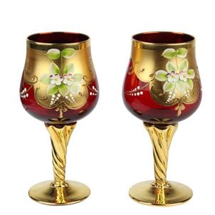 Set di 2 bicchieri Tre fuochi Rosso - You&Me - vetro di Murano originale