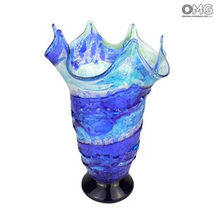 Vase Sbruffi Ocean Waves Blue - Murano Glass vase