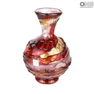 花瓶Sbruffi Passion紅色和粉紅色-Murano玻璃花瓶