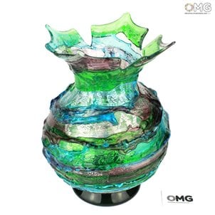 Vaso Sbruffi Nature Druid Green - Vaso de vidro Murano