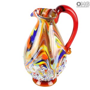 Harmony - Pichet en verre de Murano - Millefiori et décoration argent