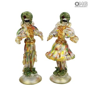 Arlecchino - Dame et chevalier - couple 2 figurines