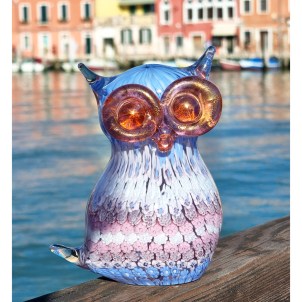 Owl with Murrine and gold - Lallero collection - Original Murano glass OMG