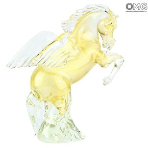 Gold Pegasus geflügelte Pferdeskulptur in Original Murano Glass Omg