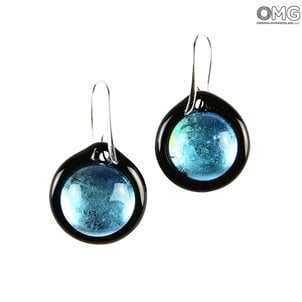 Earrings - circular submerged glass blue - Original Murano Glass OMG