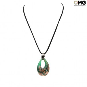 Pendente - goccia Verde - Vetro di Murano Originale OMG