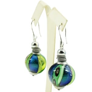 pendientes vidrio murano con enganches en plata - Compra venta en  todocoleccion