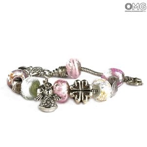 Pandoralike - Bracelet rose une couleur - Verre de Murano