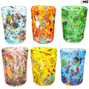 Set of 6 Drinking glasses - pointillism - Original Murano Glass OMG