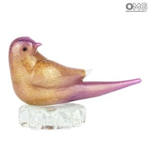 Pink Sparrow - Glasskulptur - Original Muranoglas OMG