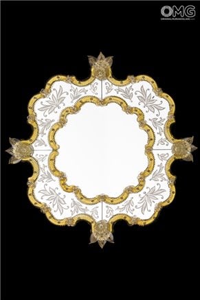 Quirino Gold - Espelho veneziano de parede - Vidro Murano