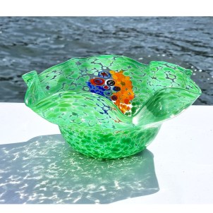 Bowl Centerpiece Rainbow - Green - Original Murano Glass OMG
