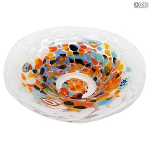Rainbow Bowl Centerpiece - white - Original Murano Glass OMG