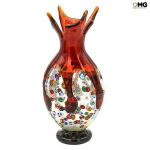 Gabbiano Amber - Vase - Murano glass Millefiori