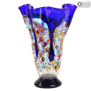 Re Sol - Vase Fleurs Bleues Murrine Verre