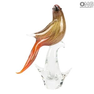 Mirlo rojo - Escultura de vidrio - Vidrio de Murano original OMG