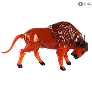 Red Bufalo - Handgemachte Skulptur - Original Murano Glass OMG