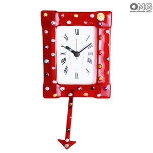Настенные часы с маятником - Murrina Red - Original Murano Glass OMG