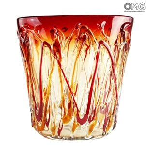 Korb - Rote Vase - Original Murano Glas