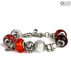 Pandoralike - pulseira vermelha - vidro de Murano