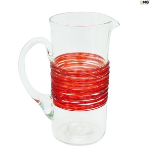 red_strip_pitcher_original_murano_glass_omg