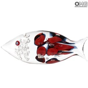 Red Fish Abstract - Skulptur Murano Glas