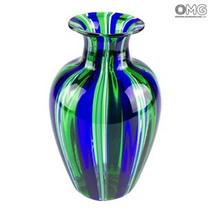 Vase Filigran Cannes Blaugrün - Original Glas Murano